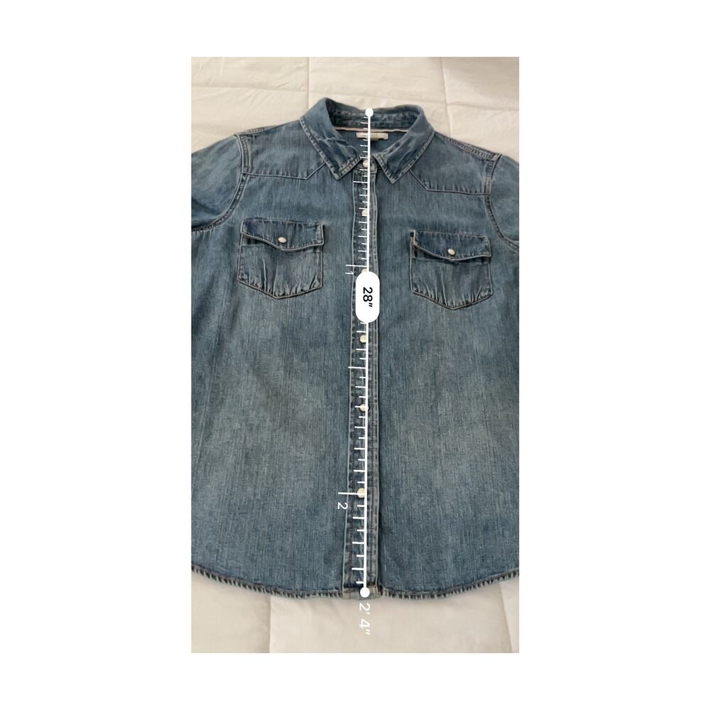 J Crew Women's Denim Pearl Snap Cowgirl Western Rodeo Shirt! Size 14 - Picture 6 of 8